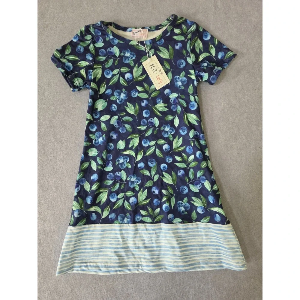 Pete + Lucy 5T Short Sleeve Blueberry Stripes T-Shirt Dress NWT
